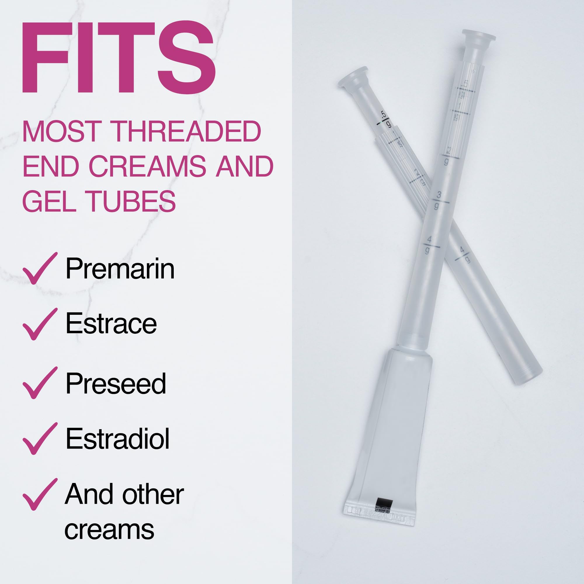Flextiva Disposable Plastic Vaginal Cream Applicators - Threaded End to Fit OTC Gel or Cream Products